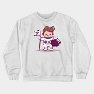 Cute Astronaut Kid Cartoon Vector Icon Illustration Crewneck Sweatshirt